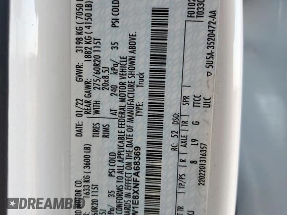 ✅ 2022 Ford F-150 King Ranch • VIN: 1FTFW1E8XNFA68369 • Lot: 85596455. Listed on Copart with 79,715 mi. Free auction sales archive from the USA and detailed vehicle history report at DreamBid. Image 13.