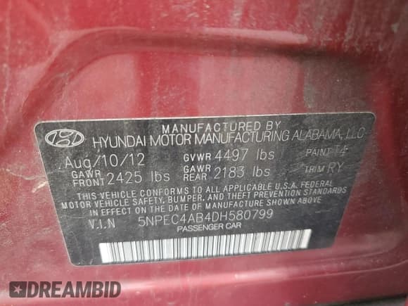 ✅ 2013 Hyundai Sonata SE • VIN: 5NPEC4AB4DH580799 • Lot: 70656464. Wystawiony na Copart z przebiegiem 108 161 mil. Bezpłatny archiwum sprzedaży aukcyjnych z USA i szczegółowy raport historii pojazdu na DreamBid. Zdjęcie 12.