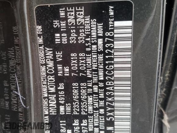 ✅ 2012 Hyundai Santa Fe Limited • VIN: 5XYZK3AB2CG112378 • Lot: 78689704. Listed on Copart with Not provided. Free auction sales archive from the USA and detailed vehicle history report at DreamBid. Image 13.