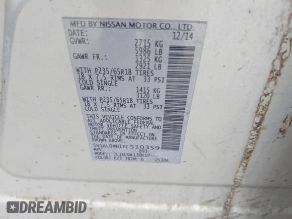 ✅ 2015 Infiniti QX60 • VIN: 5N1AL0MN1FC510359 • Lot: 42919662. Wystawiony na IAAI z przebiegiem 162 197 mil. Bezpłatny archiwum sprzedaży aukcyjnych z USA i szczegółowy raport historii pojazdu na DreamBid. Zdjęcie 9.