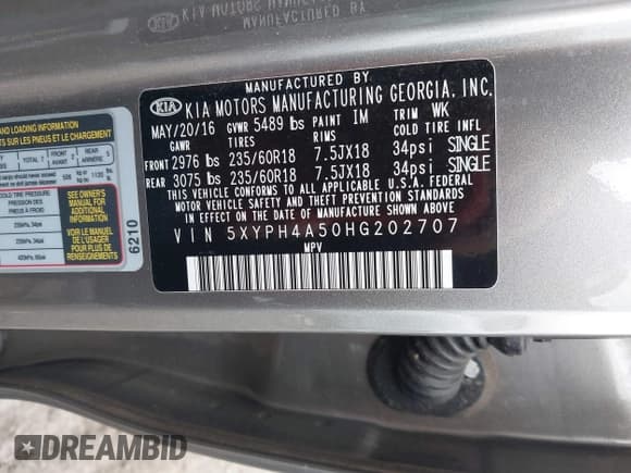 ✅ 2017 Kia Sorento EX • VIN: 5XYPH4A50HG202707 • Лот: 43756406. Опубликован ранее на IAAI с пробегом 116 274 миль. Бесплатный доступ к архиву аукционных продаж из США и подробный отчёт об истории автомобиля на DreamBid. Изображение 9.