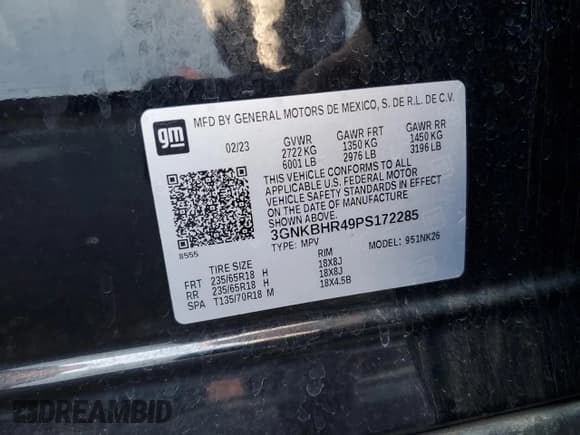 ✅ 2023 Chevrolet Blazer LT • VIN: 3GNKBHR49PS172285 • Lot: 86882425. Listed on Copart with 81,997 mi. Free auction sales archive from the USA and detailed vehicle history report at DreamBid. Image 13.