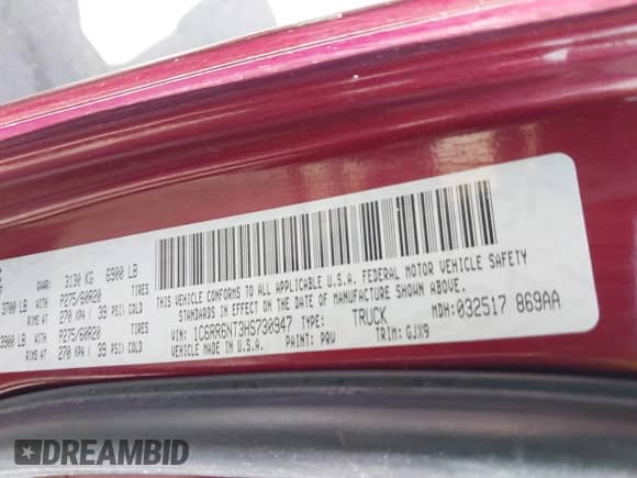 2017 Ram 1500 Laramie z VIN 1C6RR6NT3HS730947, wystawiony jako IAAI lot #41837948 z przebiegiem 126 879 mil mil oraz . Historia ofert i sprzedaży dostępna na DreamBid. Obrazek 9.
