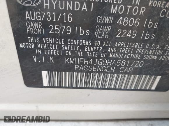 ✅ 2017 Hyundai Azera Limited • VIN: KMHFH4JG0HA581720 • Lot: 42456573. Listed on IAAI with 137,317 mi. Free auction sales archive from the USA and detailed vehicle history report at DreamBid. Image 9.