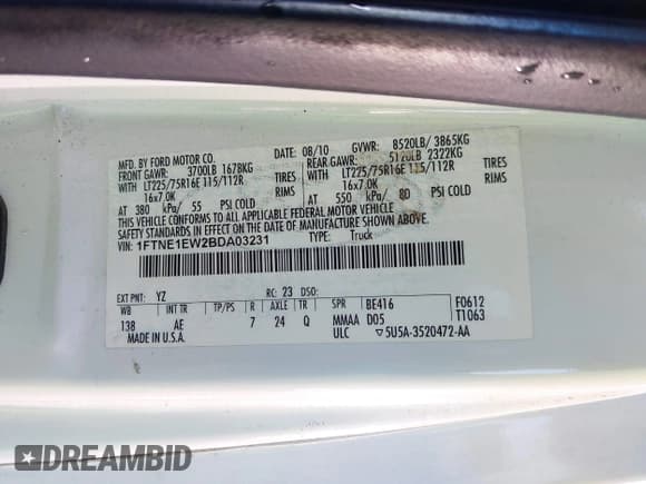 ✅ 2011 Ford Econoline Cargo Commercial • VIN: 1FTNE1EW2BDA03231 • Lot: 42654130. Listed on IAAI with 112,010 mi. Free auction sales archive from the USA and detailed vehicle history report at DreamBid. Image 9.