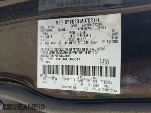 ✅ 2006 Ford Explorer Eddie Bauer • VIN: 1FMEU64E46UB68014 • Лот: 42880311. Опубликован ранее на IAAI с пробегом 224 627 миль. Бесплатный доступ к архиву аукционных продаж из США и подробный отчёт об истории автомобиля на DreamBid. Изображение 9.