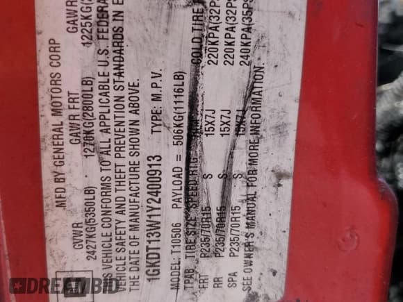 ✅ 2000 GMC Jimmy SLE Convenience • VIN: 1GKDT13W1Y2400913 • Lot: 62079865. Wystawiony na Copart z przebiegiem Nie podano. Bezpłatny archiwum sprzedaży aukcyjnych z USA i szczegółowy raport historii pojazdu na DreamBid. Zdjęcie 13.