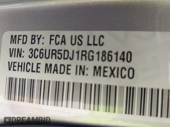 ✅ 2024 Ram 2500 Big Horn • VIN: 3C6UR5DJ1RG186140 • Lot: 42244804. Listed on IAAI with 18,907 mi. Free auction sales archive from the USA and detailed vehicle history report at DreamBid. Image 9.