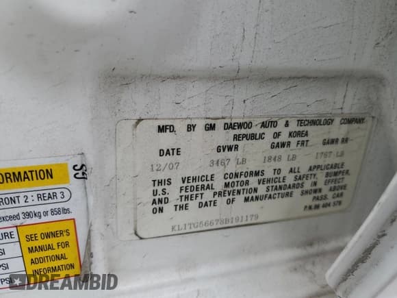 ✅ 2008 Chevrolet Aveo LT • VIN: KL1TG56678B191179 • Lot: 53527715. Wystawiony na Copart z przebiegiem Nie podano. Bezpłatny archiwum sprzedaży aukcyjnych z USA i szczegółowy raport historii pojazdu na DreamBid. Zdjęcie 14.