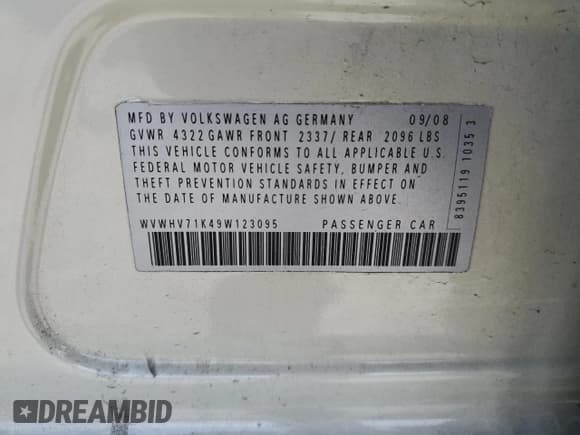 ✅ 2009 Volkswagen Golf GTI • VIN: WVWHV71K49W123095 • Лот: 47893855. Опубликован ранее на Copart с пробегом 162 329 миль. Бесплатный доступ к архиву аукционных продаж из США и подробный отчёт об истории автомобиля на DreamBid. Изображение 13.