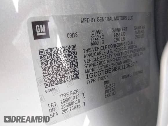 2019 Chevrolet Colorado 4WD Work Truck с VIN 1GCGTBEN8K1136377, выставлен на аукционе IAAI как лот 42245941 с пробегом 72 860 миль миль и . История ставок и продаж доступна на DreamBid. Изображение 9.