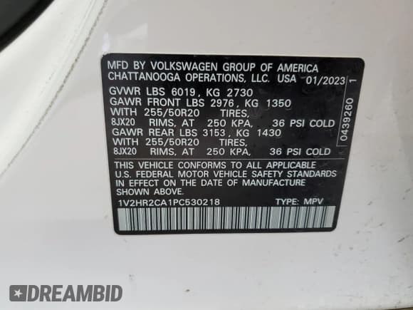 ✅ 2023 Volkswagen Atlas SE • VIN: 1V2HR2CA1PC530218 • Lot: 84981775. Wystawiony na Copart z przebiegiem 35 601 mil. Bezpłatny archiwum sprzedaży aukcyjnych z USA i szczegółowy raport historii pojazdu na DreamBid. Zdjęcie 14.