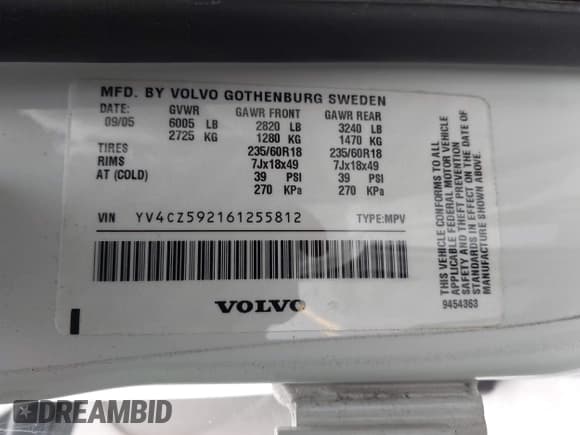 ✅ 2006 Volvo XC90 2.5L Turbo • VIN: YV4CZ592161255812 • Lot: 42803420. Listed on IAAI with 163,516 mi. Free auction sales archive from the USA and detailed vehicle history report at DreamBid. Image 9.