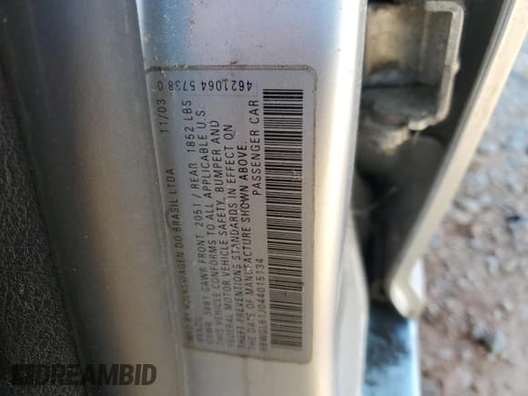 ✅ 2004 Volkswagen Golf GLS • VIN: 9BWGL61J044015134 • Lot: 76048784. Listed on Copart with 157,454 mi. Free auction sales archive from the USA and detailed vehicle history report at DreamBid. Image 12.