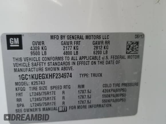 ✅ 2017 Chevrolet Silverado 2500HD Work Truck • VIN: 1GC1KUEGXHF234974 • Лот: 50939185. Опубликован ранее на Copart с пробегом 85 165 миль. Бесплатный доступ к архиву аукционных продаж из США и подробный отчёт об истории автомобиля на DreamBid. Изображение 12.