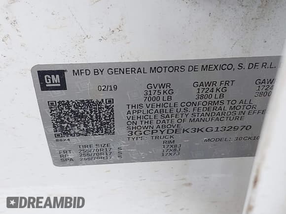 ✅ 2019 Chevrolet Silverado 1500 LT • VIN: 3GCPYDEK3KG132970 • Lot: 40742874. Wystawiony na IAAI z przebiegiem 46 377 mil. Bezpłatny archiwum sprzedaży aukcyjnych z USA i szczegółowy raport historii pojazdu na DreamBid. Zdjęcie 9.