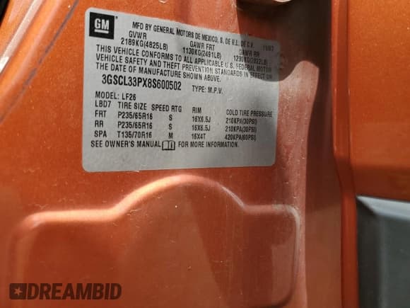 ✅ 2008 Saturn VUE XE • VIN: 3GSCL33PX8S600502 • Лот: 64125705. Опубликован ранее на Copart с пробегом 158 061 миль. Бесплатный доступ к архиву аукционных продаж из США и подробный отчёт об истории автомобиля на DreamBid. Изображение 12.