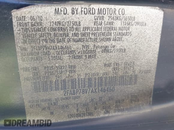 ✅ 2010 Ford Police Interceptor • VIN: 2FABP7BV7AX146460 • Лот: 41852728. Опубликован ранее на IAAI с пробегом 124 786 миль. Бесплатный доступ к архиву аукционных продаж из США и подробный отчёт об истории автомобиля на DreamBid. Изображение 9.