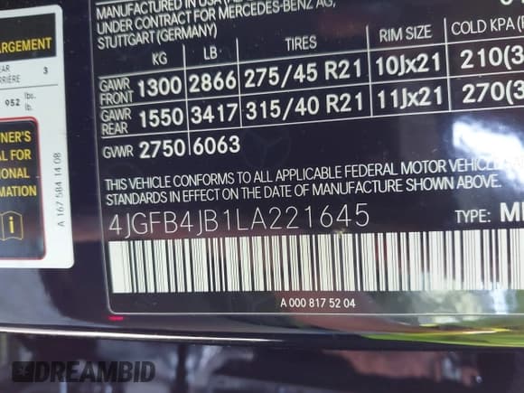 ✅ 2020 Mercedes-Benz GLE 350 • VIN: 4JGFB4JB1LA221645 • Lot: 43492778. Listed on IAAI with 51,427 mi. Free auction sales archive from the USA and detailed vehicle history report at DreamBid. Image 9.