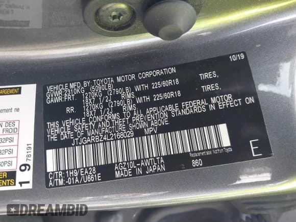 ✅ 2020 Lexus NX 300 • VIN: JTJGARBZ4L2168029 • Lot: 41544770. Listed on IAAI with 49,061 mi. Free auction sales archive from the USA and detailed vehicle history report at DreamBid. Image 9.