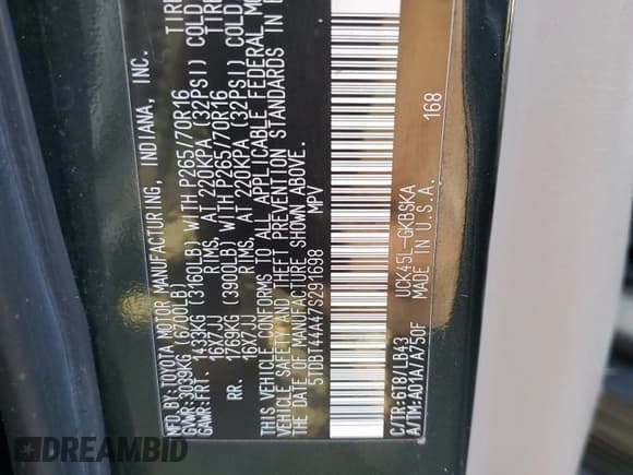 ✅ 2007 Toyota Sequoia SR5 • VIN: 5TDBT44A47S291698 • Лот: 85279995. Опубликован ранее на Copart с пробегом 245 258 миль. Бесплатный доступ к архиву аукционных продаж из США и подробный отчёт об истории автомобиля на DreamBid. Изображение 13.