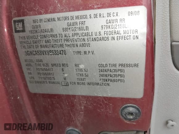 ✅ 2009 Chevrolet HHR 2LT • VIN: 3GNCA53VX9S533470 • Lot: 42323671. Listed on IAAI with 203,531 mi. Free auction sales archive from the USA and detailed vehicle history report at DreamBid. Image 9.