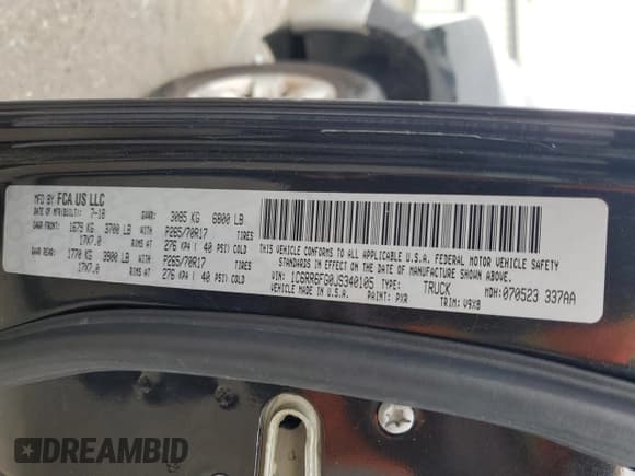 ✅ 2018 Ram 1500 Tradesman • VIN: 1C6RR6FG0JS340105 • Lot: 53948585. Listed on Copart with 55,855 mi. Free auction sales archive from the USA and detailed vehicle history report at DreamBid. Image 12.