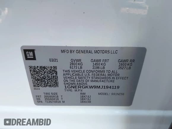 ✅ 2021 Chevrolet Traverse LT Cloth • VIN: 1GNERGKW9MJ194119 • Lot: 43018197. Listed on IAAI with 45,817 mi. Free auction sales archive from the USA and detailed vehicle history report at DreamBid. Image 9.