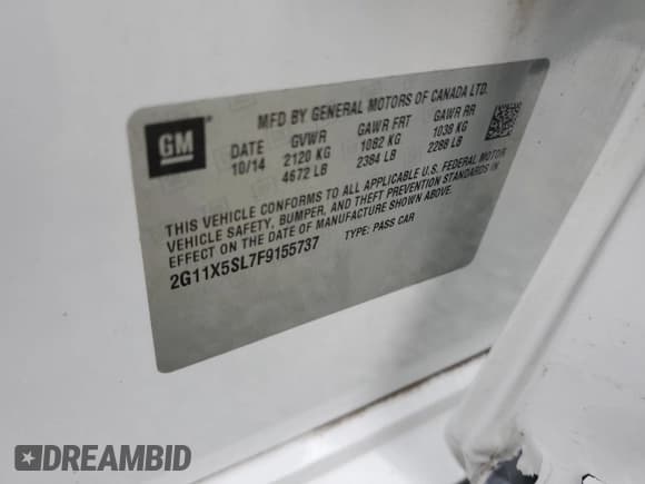 ✅ 2015 Chevrolet Impala LS • VIN: 2G11X5SL7F9155737 • Лот: 72614244. Опубликован ранее на Copart с пробегом 184 010 миль. Бесплатный доступ к архиву аукционных продаж из США и подробный отчёт об истории автомобиля на DreamBid. Изображение 14.