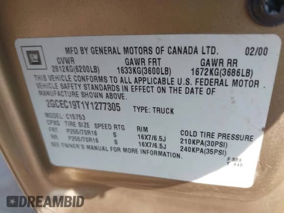 2000 Chevrolet Silverado 1500 LS z VIN 2GCEC19T1Y1277305, wystawiony jako IAAI lot #43516630 z przebiegiem 220 529 mil mil oraz . Historia ofert i sprzedaży dostępna na DreamBid. Obrazek 9.