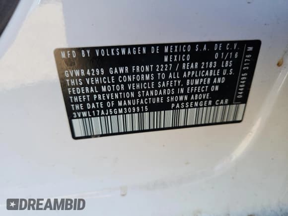 ✅ 2016 Volkswagen Jetta SEL • VIN: 3VWL17AJ5GM309915 • Lot: 84253025. Wystawiony na Copart z przebiegiem 165 256 mil. Bezpłatny archiwum sprzedaży aukcyjnych z USA i szczegółowy raport historii pojazdu na DreamBid. Zdjęcie 12.