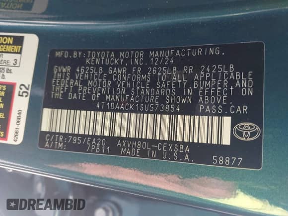 2025 Toyota Camry LE с VIN 4T1DAACK1SU573854, выставлен на аукционе IAAI как лот 43100914 с пробегом 16 084 миль миль и . История ставок и продаж доступна на DreamBid. Изображение 9.