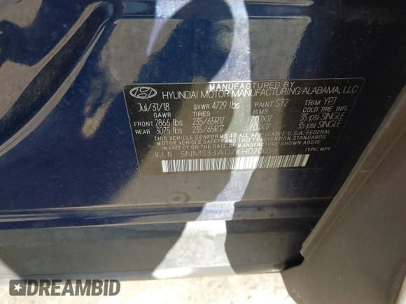 ✅ 2019 Hyundai Santa Fe SEL • VIN: 5NMS33AD7KH020056 • Lot: 43397434. Wystawiony na IAAI z przebiegiem 97 779 mil. Bezpłatny archiwum sprzedaży aukcyjnych z USA i szczegółowy raport historii pojazdu na DreamBid. Zdjęcie 9.