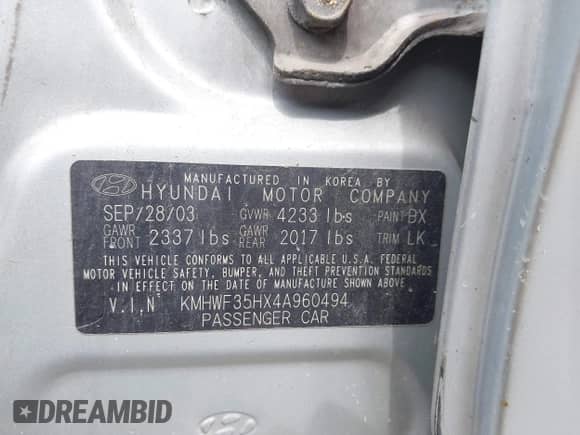 ✅ 2004 Hyundai Sonata GLS • VIN: KMHWF35HX4A960494 • Лот: 42351968. Размещён на IAAI с пробегом 230 019 миль миль. Получите бесплатный доступ к архиву аукционных продаж из США и посмотрите подробный отчёт об истории автомобиля на DreamBid. Изображение 9.