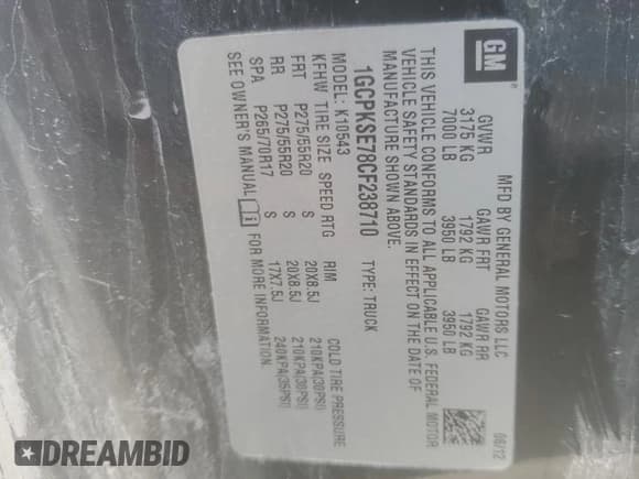 ✅ 2012 Chevrolet Silverado 1500 LT • VIN: 1GCPKSE78CF238710 • Lot: 67497064. Listed on Copart with 165,039 mi. Free auction sales archive from the USA and detailed vehicle history report at DreamBid. Image 14.