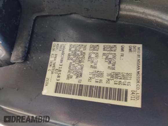 ✅ 2011 Nissan Titan S • VIN: 1N6AA0CJ4BN318583 • Lot: 43187507. Wystawiony na IAAI z przebiegiem 193 653 mil. Bezpłatny archiwum sprzedaży aukcyjnych z USA i szczegółowy raport historii pojazdu na DreamBid. Zdjęcie 9.