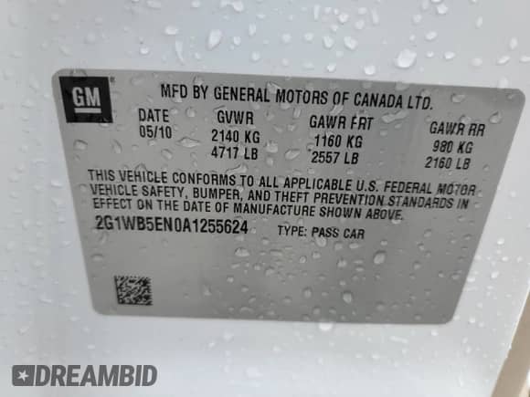 2010 Chevrolet Impala LT z VIN 2G1WB5EN0A1255624, wystawiony jako Copart lot #85950545 z przebiegiem 170 351 mil mil oraz Czysty tytuł • Clean title. Historia ofert i sprzedaży dostępna na DreamBid. Obrazek 12.