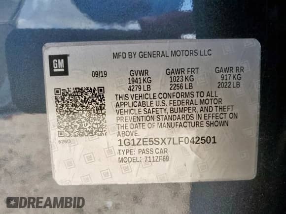 2020 Chevrolet Malibu Premier с VIN 1G1ZE5SX7LF042501, выставлен на аукционе Copart как лот 67408265 с пробегом 99 915 миль миль и Списание • Salvage title. История ставок и продаж доступна на DreamBid. Изображение 12.