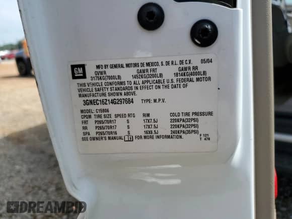 2004 Chevrolet Suburban LT с VIN 3GNEC16Z14G297684, выставлен на аукционе Copart как лот 71804004 с пробегом 185 420 миль миль и Списание • Salvage title. История ставок и продаж доступна на DreamBid. Изображение 13.