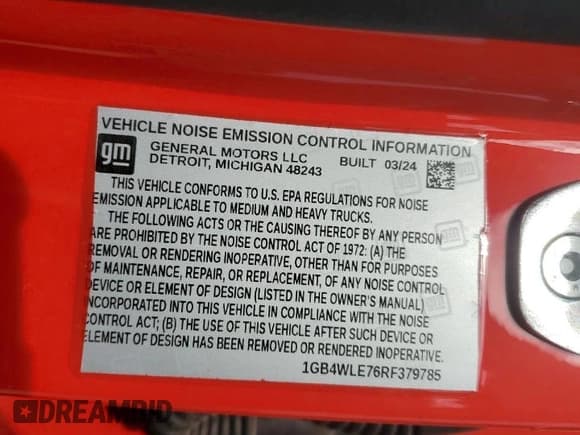 ✅ 2024 Chevrolet Silverado 1500 • VIN: 1GB4WLE76RF379785 • Лот: 50185465. Опубликован ранее на Copart с пробегом 3 851 миль. Бесплатный доступ к архиву аукционных продаж из США и подробный отчёт об истории автомобиля на DreamBid. Изображение 13.