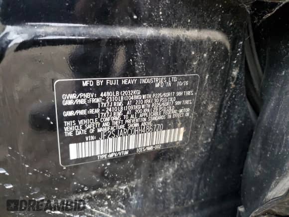 2017 Subaru Forester Limited with VIN JF2SJARC0HH486770, listed as a Copart auction lot 70579245 with 61,739 mi miles and Salvage title. Bid and sale history available at DreamBid. Image 13.