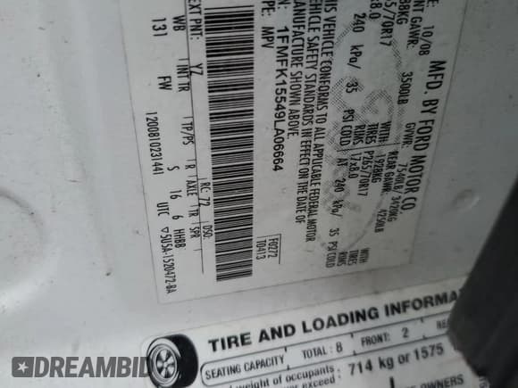 ✅ 2009 Ford Expedition Max XLT • VIN: 1FMFK15549LA06664 • Lot: 75906904. Listed on Copart with 197,928 mi. Free auction sales archive from the USA and detailed vehicle history report at DreamBid. Image 13.