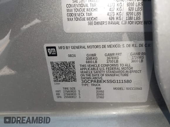 ✅ 2025 Chevrolet Silverado 1500 Custom • VIN: 3GCPABEK5SG111580 • Lot: 43170814. Wystawiony na IAAI z przebiegiem 20 335 mil. Bezpłatny archiwum sprzedaży aukcyjnych z USA i szczegółowy raport historii pojazdu na DreamBid. Zdjęcie 9.