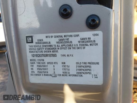 ✅ 2005 Cadillac Escalade • VIN: 1GYEC63T65R187893 • Lot: 43636319. Wystawiony na IAAI z przebiegiem 264 270 mil. Bezpłatny archiwum sprzedaży aukcyjnych z USA i szczegółowy raport historii pojazdu na DreamBid. Zdjęcie 9.