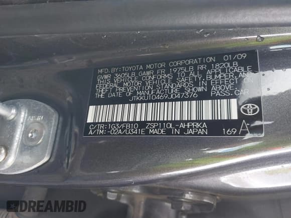 ✅ 2009 Scion xD • VIN: JTKKU10469J047376 • Lot: 41538470. Listed on IAAI with 128,747 mi. Free auction sales archive from the USA and detailed vehicle history report at DreamBid. Image 9.