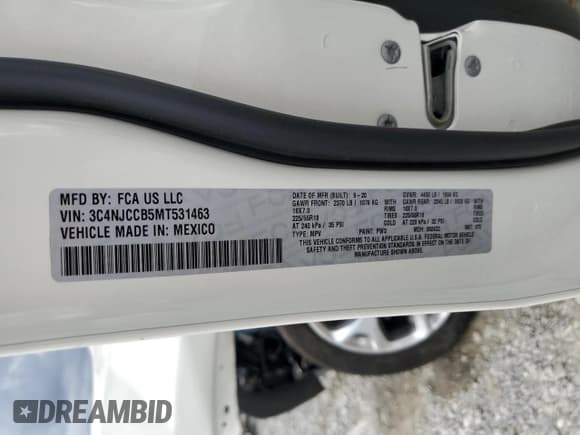 ✅ 2021 Jeep Compass Limited • VIN: 3C4NJCCB5MT531463 • Lot: 61454695. Wystawiony na Copart z przebiegiem 69 976 mil. Bezpłatny archiwum sprzedaży aukcyjnych z USA i szczegółowy raport historii pojazdu na DreamBid. Zdjęcie 13.