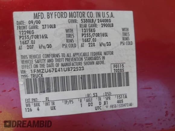 ✅ 2001 Ford Explorer Sport Trac • VIN: 1FMZU67E41UB72523 • Lot: 41415369. Wystawiony na IAAI z przebiegiem 229 339 mil. Bezpłatny archiwum sprzedaży aukcyjnych z USA i szczegółowy raport historii pojazdu na DreamBid. Zdjęcie 9.