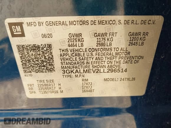 ✅ 2020 GMC Terrain SLE • VIN: 3GKALMEV2LL296514 • Лот: 43224499. Опубликован ранее на IAAI с пробегом 71 805 миль. Бесплатный доступ к архиву аукционных продаж из США и подробный отчёт об истории автомобиля на DreamBid. Изображение 9.