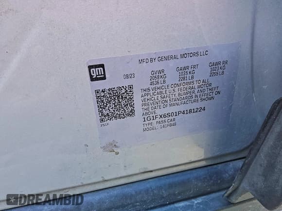 ✅ 2023 Chevrolet Bolt EV 2LT • VIN: 1G1FX6S01P4181224 • Lot: 91563885. Listed on Copart with 70,149 mi. Free auction sales archive from the USA and detailed vehicle history report at DreamBid. Image 13.