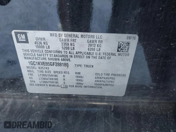 ✅ 2016 Chevrolet Silverado 2500HD LT • VIN: 1GC1KVE85GF288180 • Лот: 41625644. Опубликован ранее на IAAI с пробегом 167 446 миль. Бесплатный доступ к архиву аукционных продаж из США и подробный отчёт об истории автомобиля на DreamBid. Изображение 9.